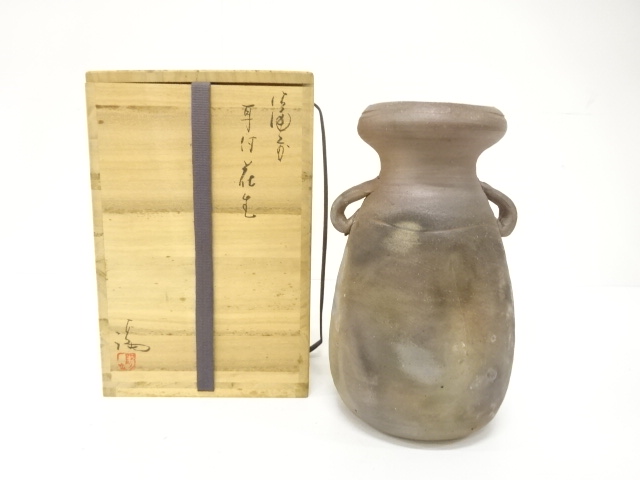 JAPANESE POTTERY / BIZEN WARE FLOWER VASE / ARTISAN WORK / ARTISAN WORK